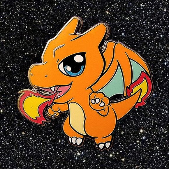 Chibi Kawaii Charizard Pin – Cute Hard Enamel for Pokémon Fans & Collectors - Picture 1 of 6